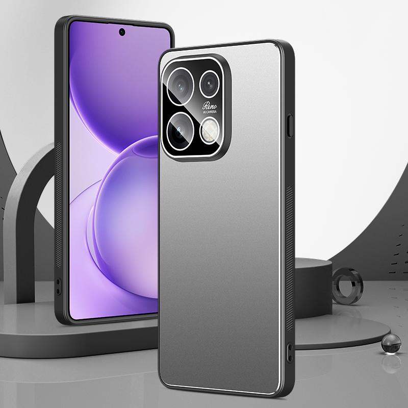 For OPPO Reno16 5G Global Golden Shield Metal Frosted Lens Film Phone Case(Silver Grey) - Shopkiz.com