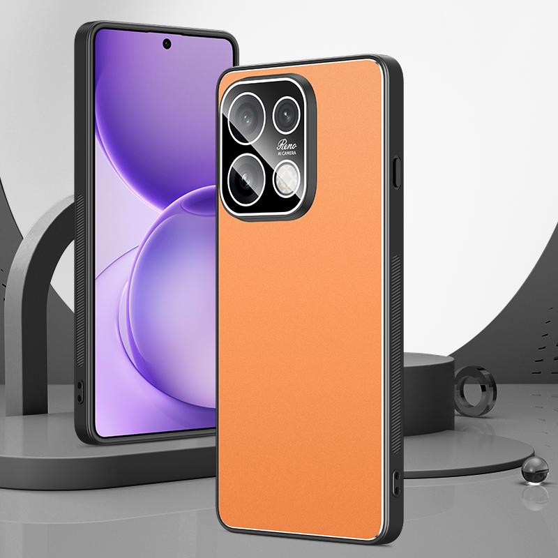 For OPPO Reno16 5G Global Golden Shield Metal Frosted Lens Film Phone Case(Orange) - Shopkiz.com