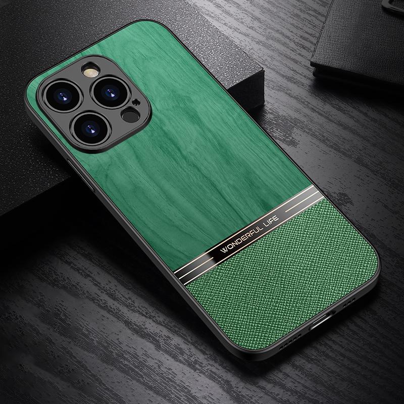 For iPhone 14 Pro Bionic Tree Texture Full Coverage Phone Case(Green) - Shopkiz.com