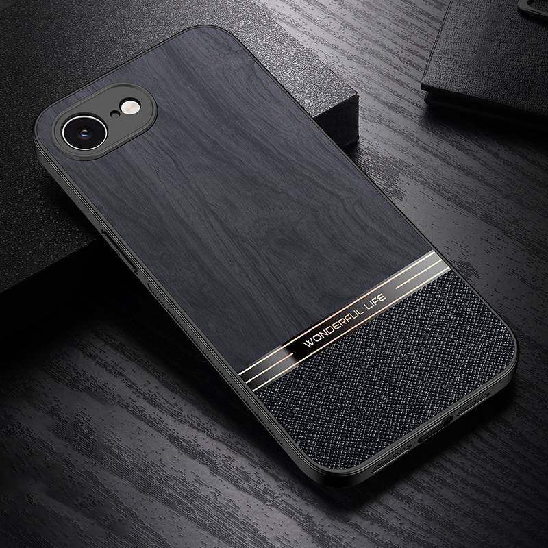 For iPhone 17e / 16e Bionic Tree Texture Full Coverage Phone Case(Black) - Shopkiz.com
