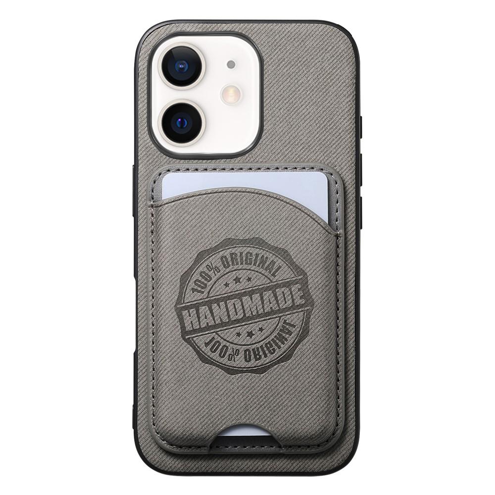 For iPhone 12 mini Twill Texture Vegan Leather Magnetic Phone Cover with Detachable Card Holder(Gray) - Shopkiz.com