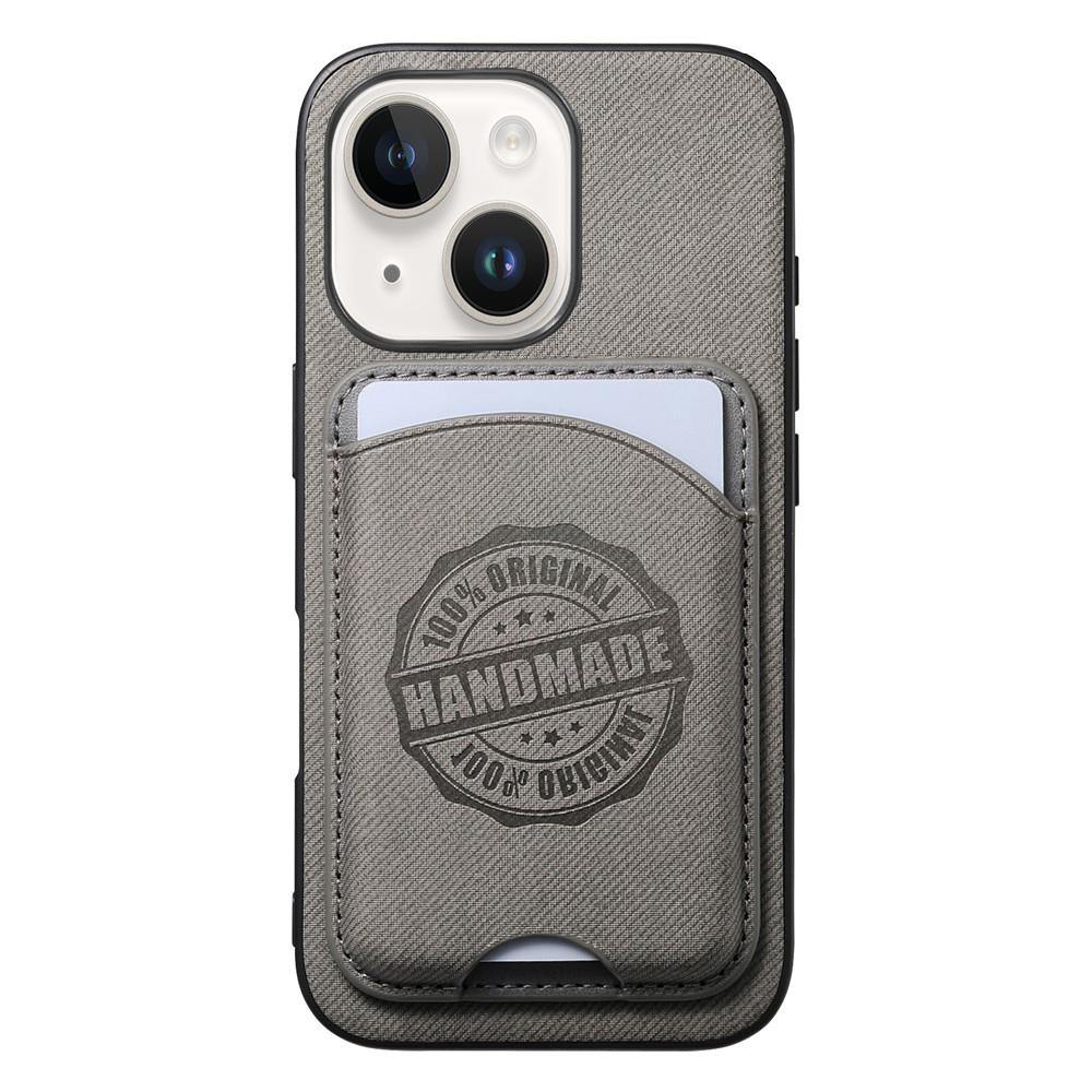 For iPhone 13 mini Twill Texture Vegan Leather Magnetic Phone Cover with Detachable Card Holder(Gray) - Shopkiz.com