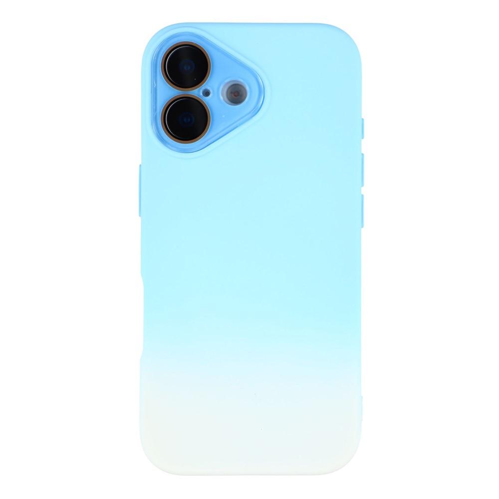 For iPhone 17 Dual-Color Gradient TPU + Fiber Lining Phone Case with Lens Protector(Blue Gradient) - Shopkiz.com