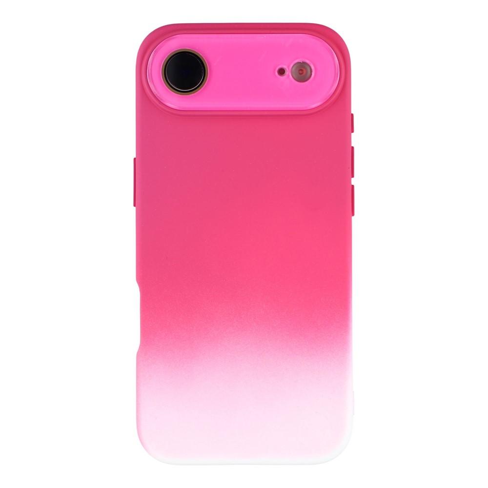 For iPhone Air Dual-Color Gradient TPU + Fiber Lining Phone Case with Lens Protector(Rose Red Gradient) - Shopkiz.com
