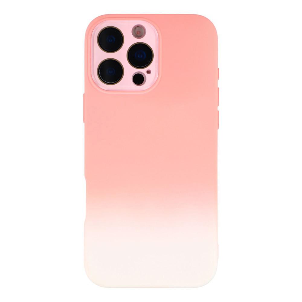 For iPhone 16 Pro Max Dual-Color Gradient TPU + Fiber Lining Phone Case with Lens Protector(Orange Gradient) - Shopkiz.com
