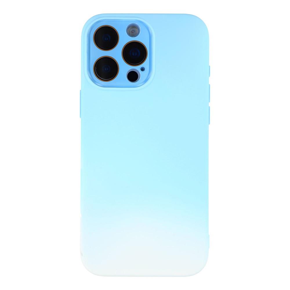 For iPhone 15 Pro Max Dual-Color Gradient TPU + Fiber Lining Phone Case with Lens Protector(Blue Gradient) - Shopkiz.com