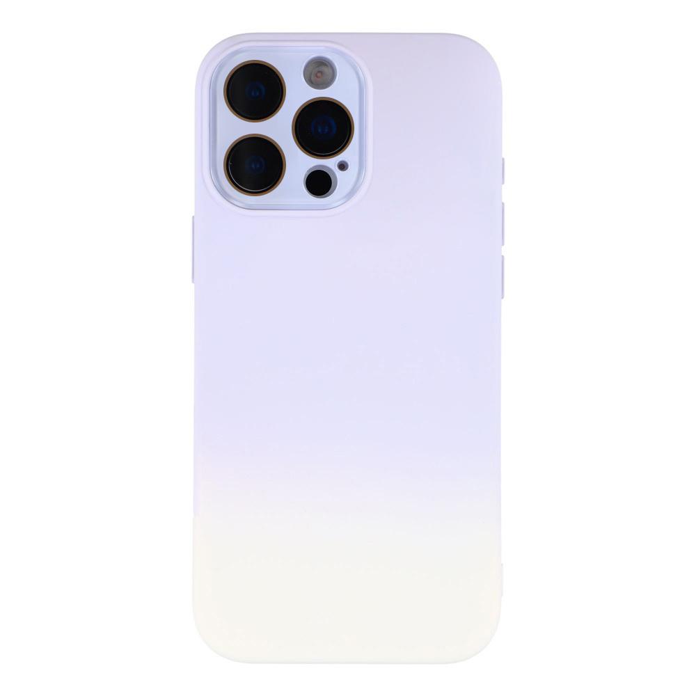 For iPhone 14 Pro Max Dual-Color Gradient TPU + Fiber Lining Phone Case with Lens Protector(Purple Gradient) - Shopkiz.com