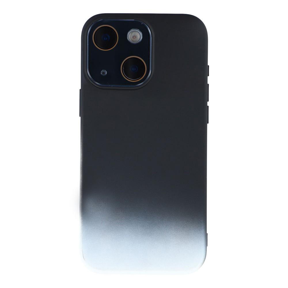 For iPhone 13 Dual-Color Gradient TPU + Fiber Lining Phone Case with Lens Protector(Black Gradient) - Shopkiz.com
