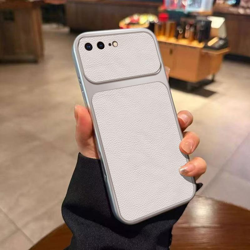 For iPhone 8 Plus & 7 Plus Large Window Leather Textured Coated TPU Phone Case(White) - Shopkiz.com