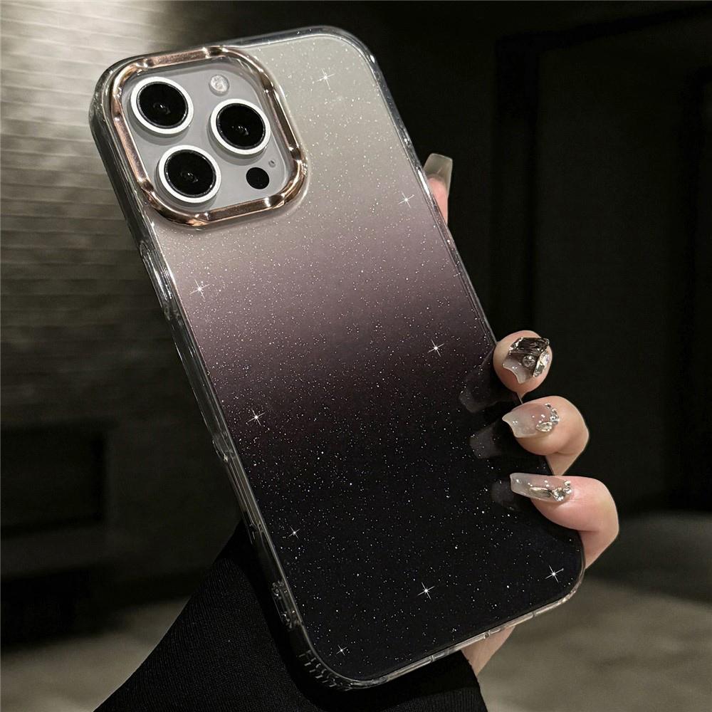 For iPhone 15 Pro IMD Gradient Glitter PC + TPU Shockproof Phone Case(Black) - Shopkiz.com