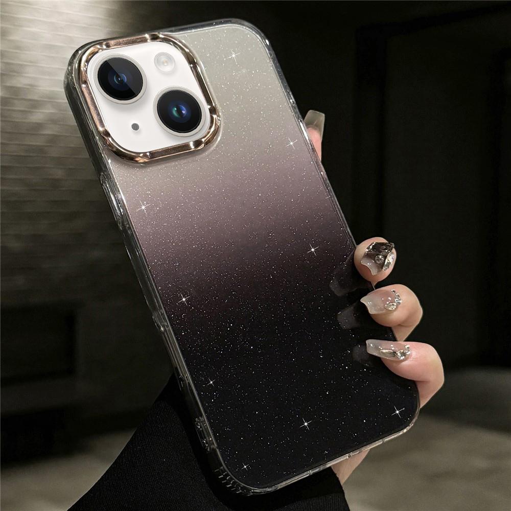 For iPhone 13 IMD Gradient Glitter PC + TPU Shockproof Phone Case(Black) - Shopkiz.com