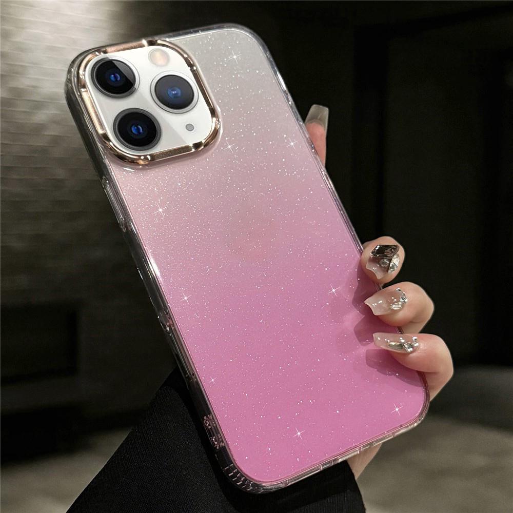 For iPhone 11 Pro Max IMD Gradient Glitter PC + TPU Shockproof Phone Case(Pink) - Shopkiz.com