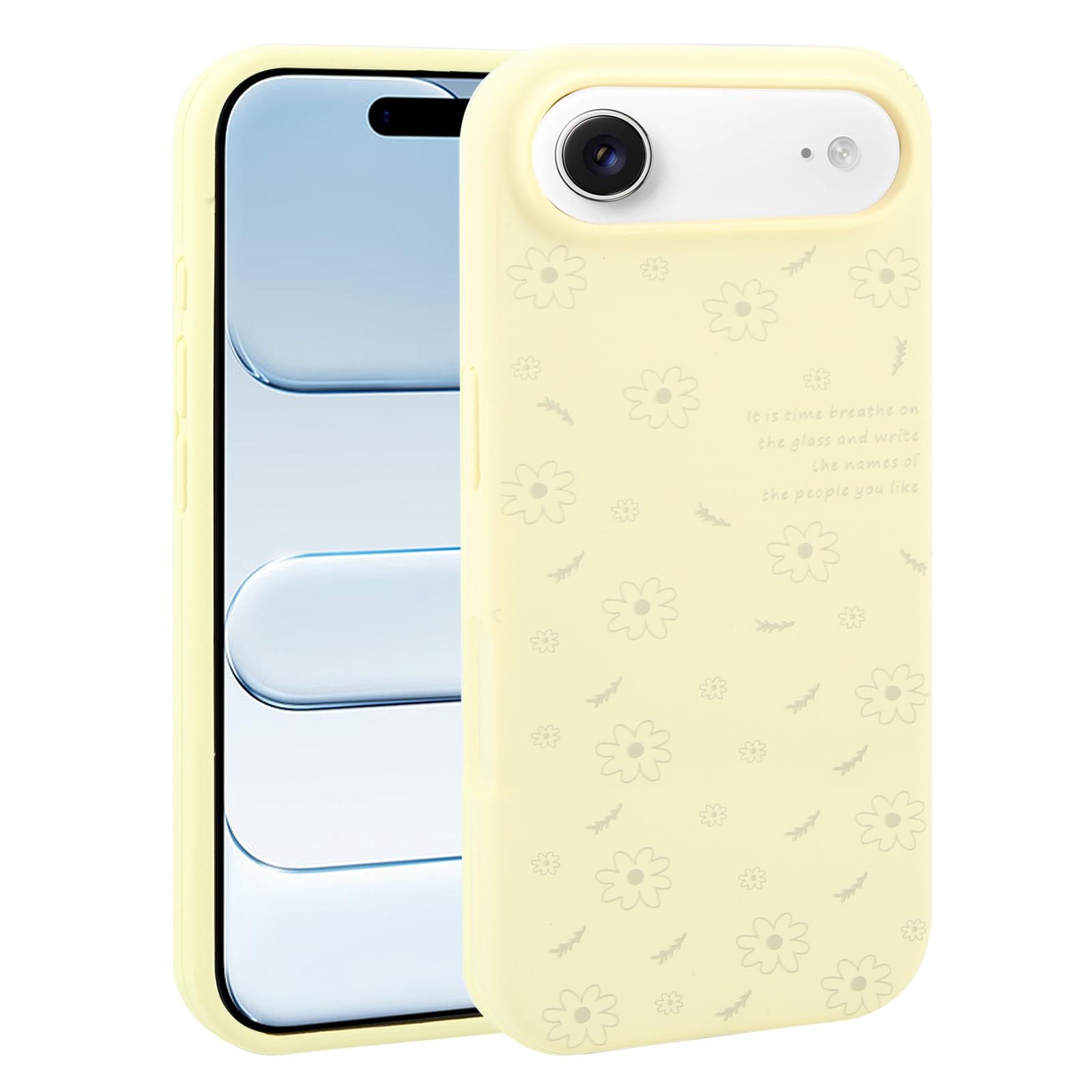 For iPhone Air Large Hole Daisy Floral Printed Liquid Silicone Phone Case(Milk Yellow) - Shopkiz.com