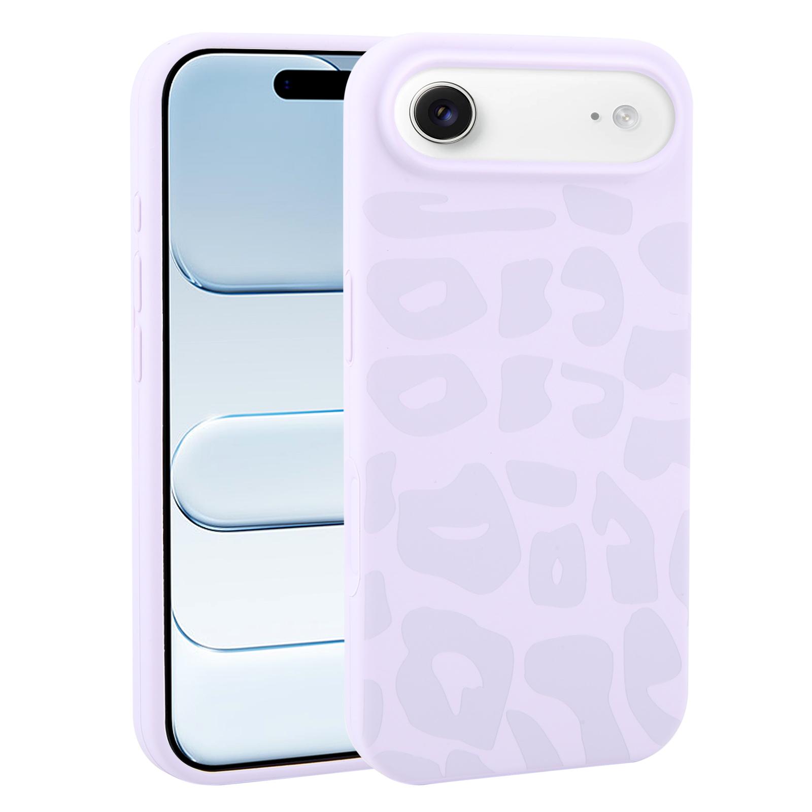 For iPhone Air Large Hole Leopard Print Liquid Silicone Phone Case(Lilac Purple) - Shopkiz.com