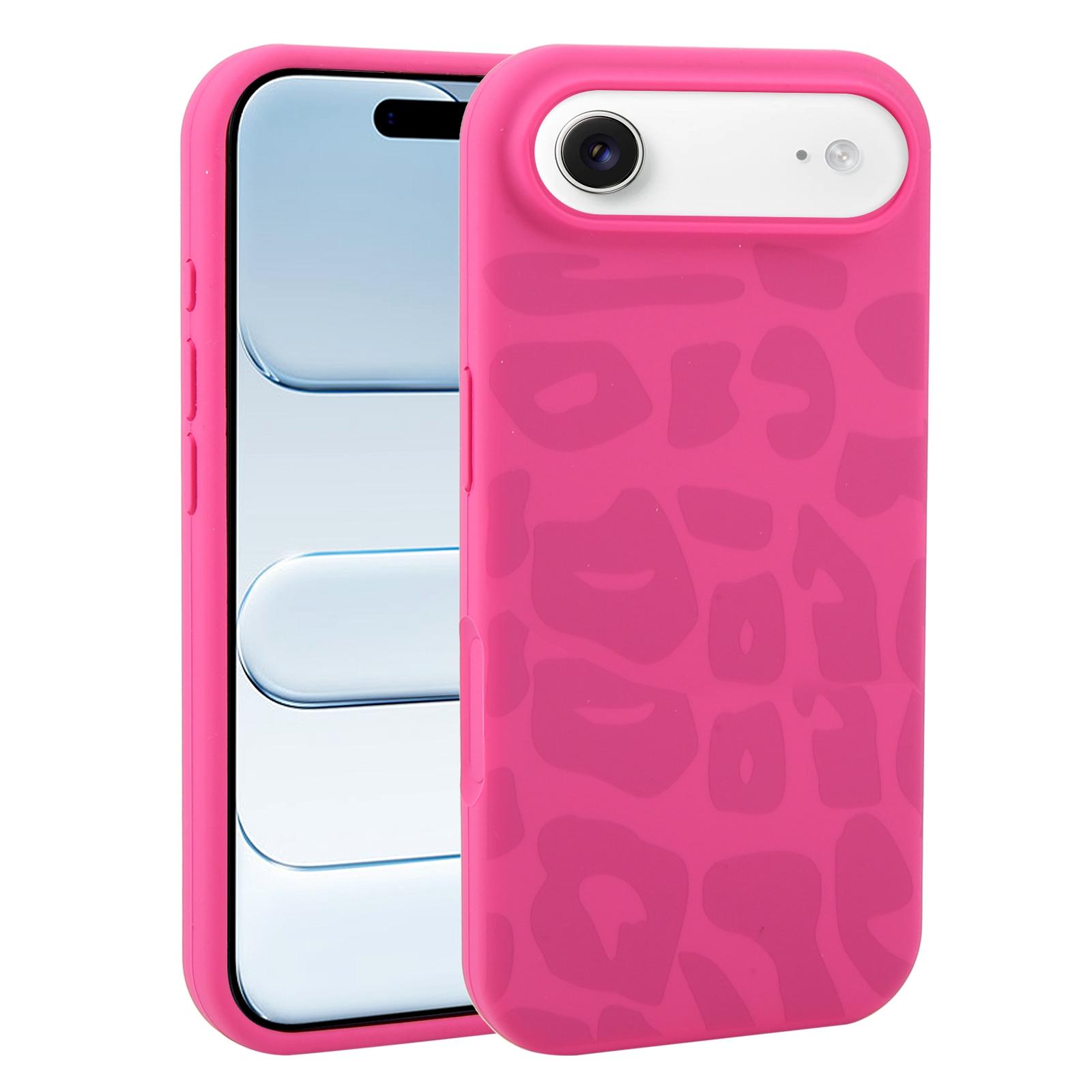 For iPhone Air Large Hole Leopard Print Liquid Silicone Phone Case(Magenta Dragon Fruit) - Shopkiz.com