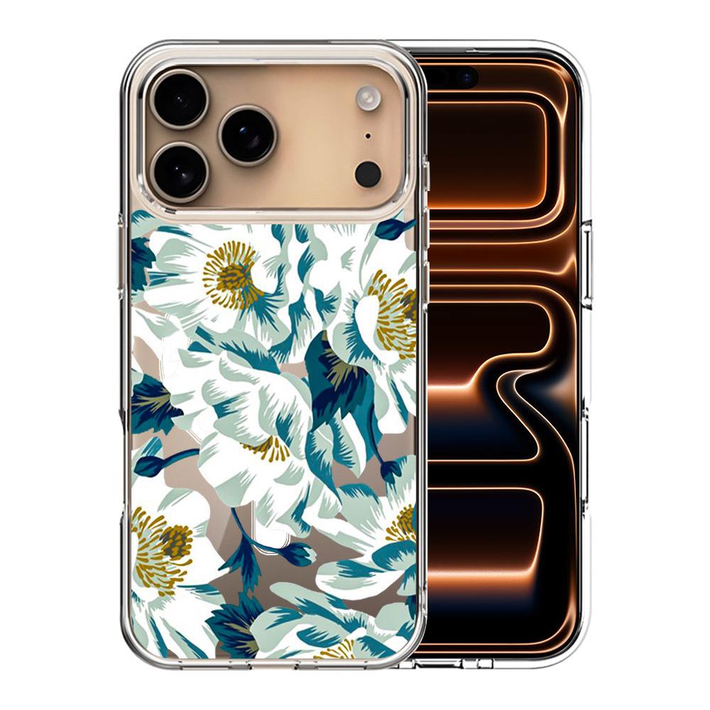 For iPhone 17 Pro Max Pattern Printing TPU + PC Magnetic Shockproof Phone Case(Blue White 003) - Shopkiz.com
