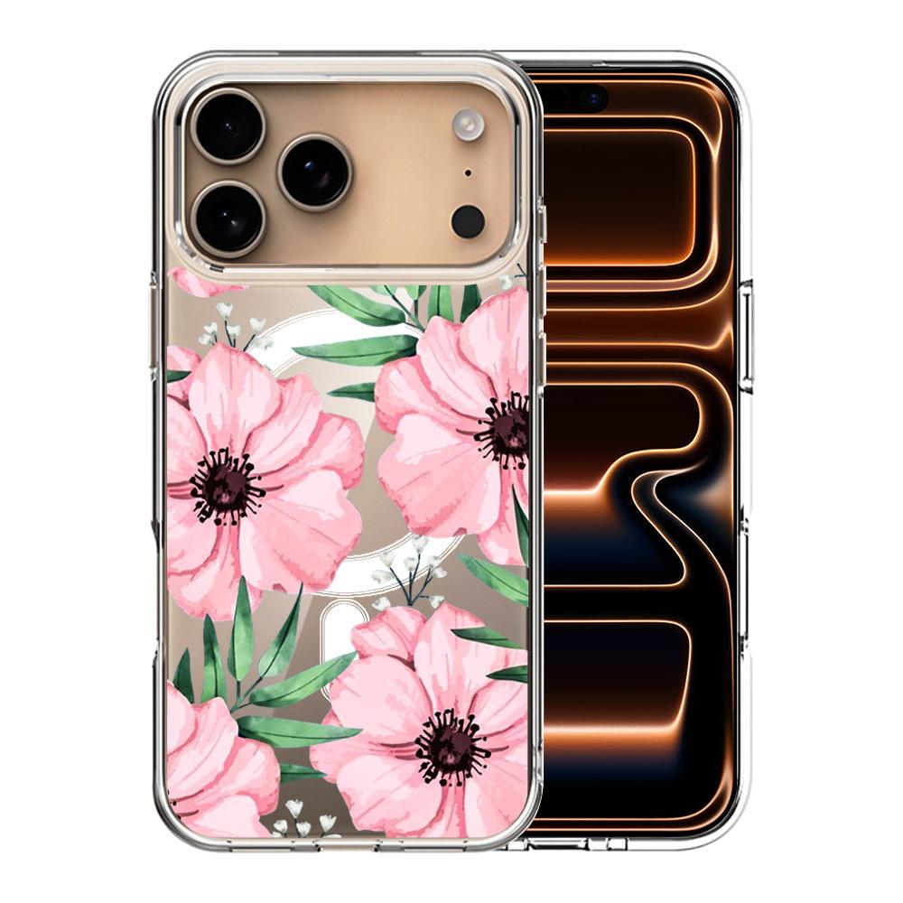 For iPhone 17 Pro Max Pattern Printing TPU + PC Magnetic Shockproof Phone Case(Pink 005) - Shopkiz.com