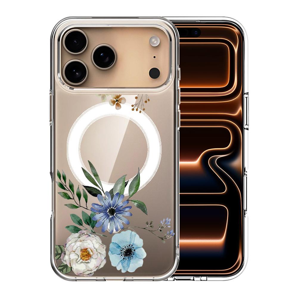 For iPhone 17 Pro Pattern Printing TPU + PC Magnetic Shockproof Phone Case(Blue 002) - Shopkiz.com