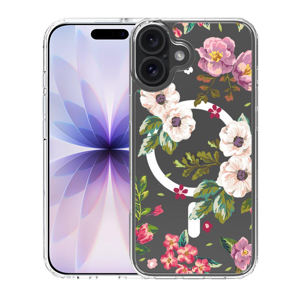 For iPhone 17 Pattern Printing TPU + PC Magnetic Shockproof Phone Case(Purple White 017) - Shopkiz.com