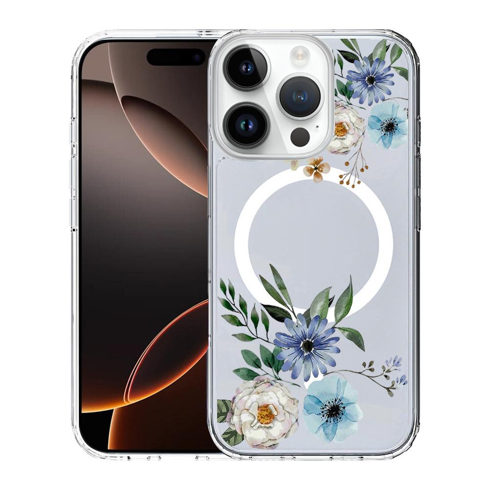 For iPhone 16 Pro Pattern Printing TPU + PC Magnetic Shockproof Phone Case(Blue 002) - Shopkiz.com