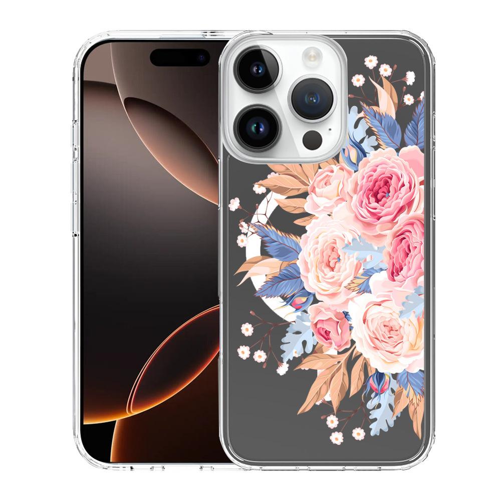 For iPhone 16 Pro Pattern Printing TPU + PC Magnetic Shockproof Phone Case(Pink 012) - Shopkiz.com