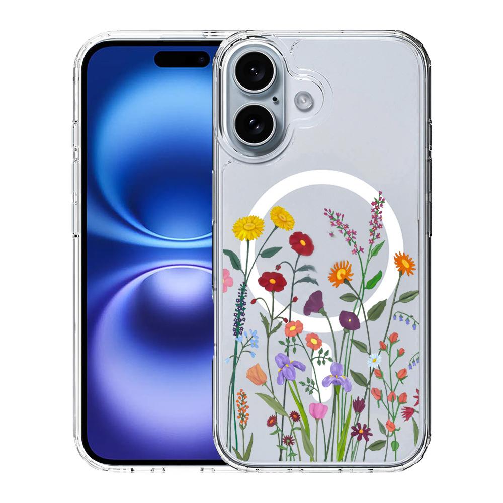 For iPhone 16 Plus Pattern Printing TPU + PC Magnetic Shockproof Phone Case(Colorful 008) - Shopkiz.com
