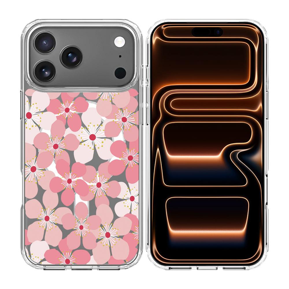 For iPhone 17 Pro Pattern Printing TPU + PC Magnetic Shockproof Phone Case(Pink 019) - Shopkiz.com
