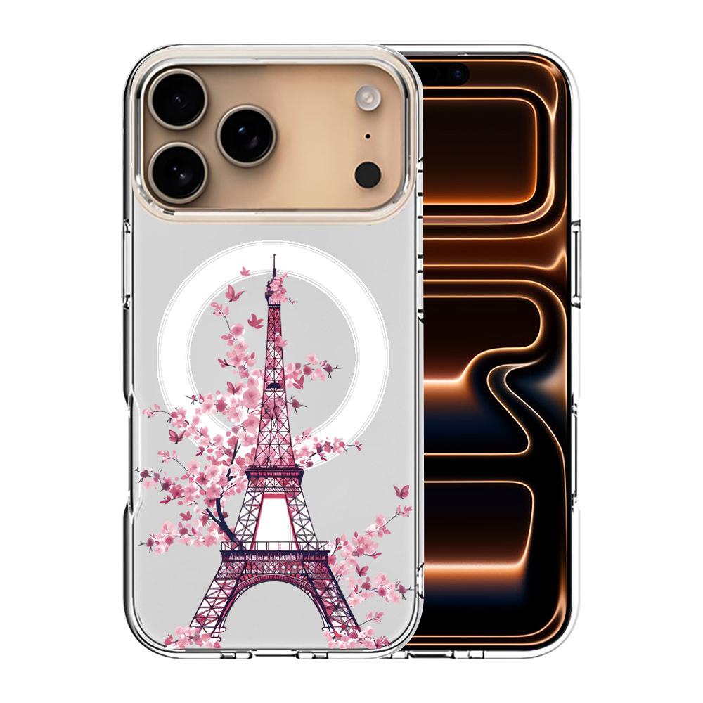 For iPhone 17 Pro Pattern Printing TPU + PC Magnetic Shockproof Phone Case(Iron Tower 011) - Shopkiz.com