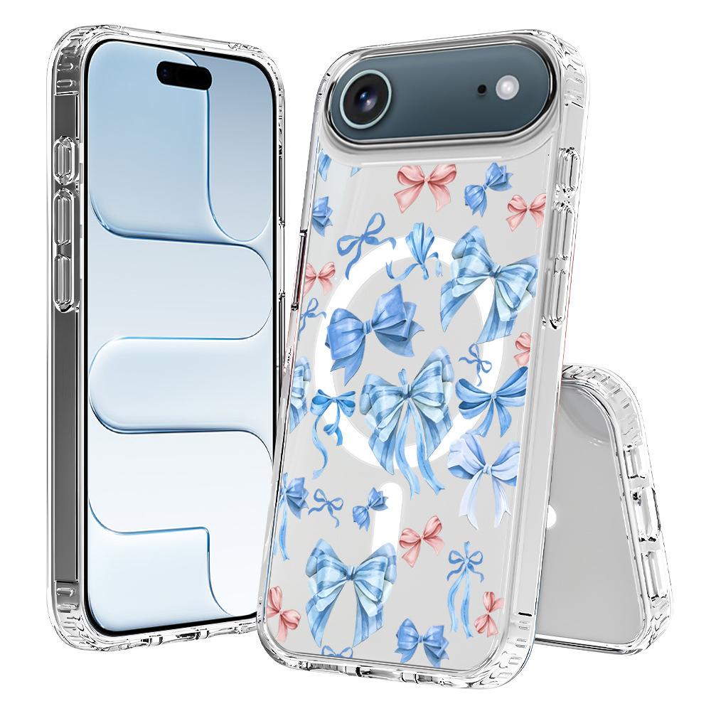 For iPhone Air Pattern Printing TPU + PC Magnetic Shockproof Phone Case(Blue Bow 026) - Shopkiz.com