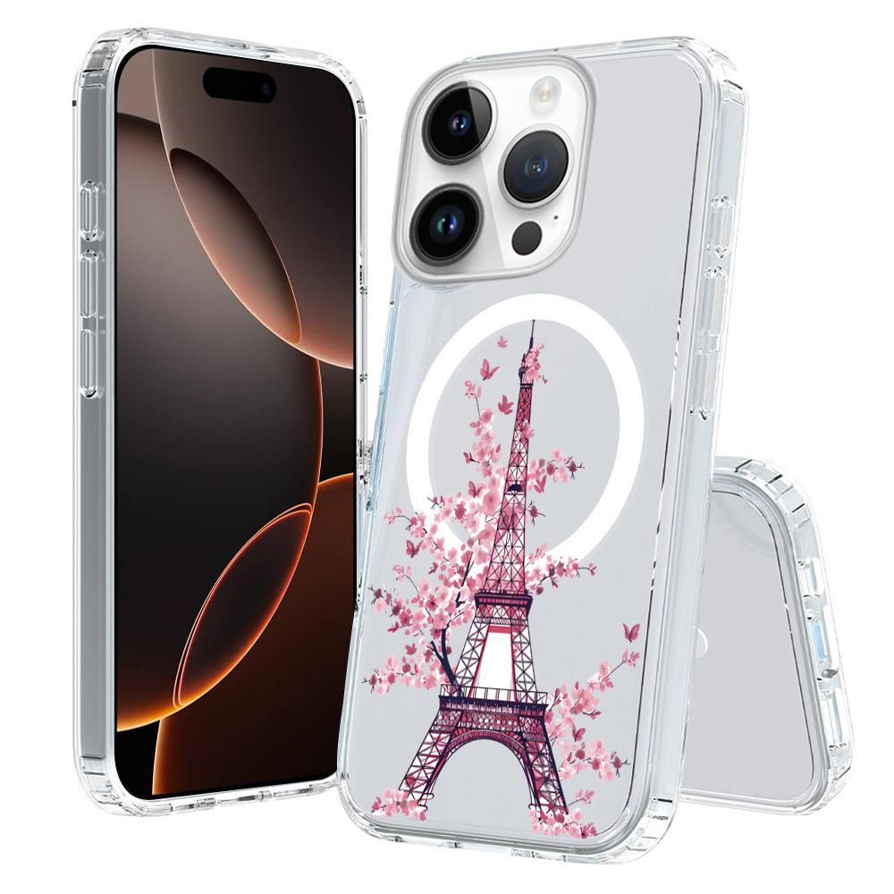 For iPhone 16 Pro Pattern Printing TPU + PC Magnetic Shockproof Phone Case(Iron Tower 011) - Shopkiz.com