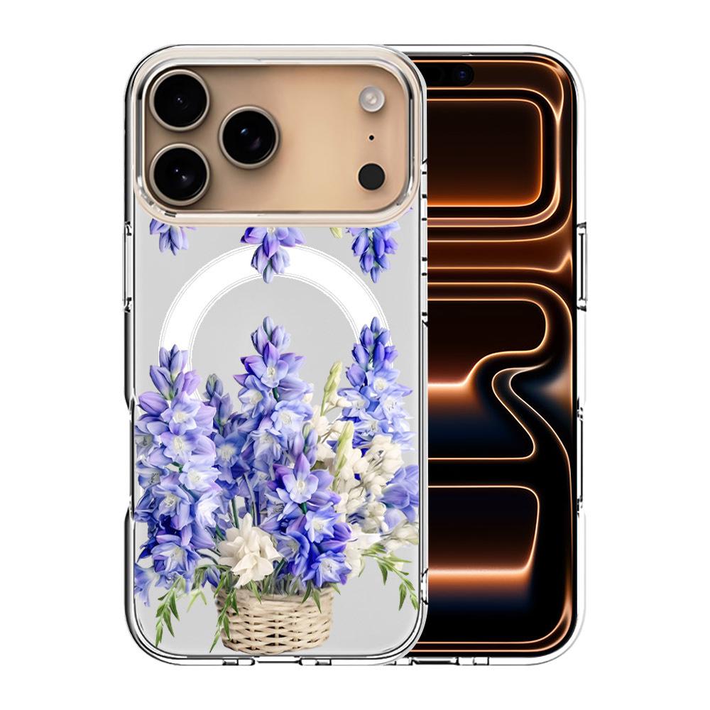 For iPhone 17 Pro Pattern Printing TPU + PC Magnetic Shockproof Phone Case(Flower Basket 037) - Shopkiz.com