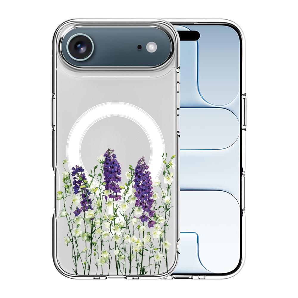 For iPhone Air Pattern Printing TPU + PC Magnetic Shockproof Phone Case(Lavender 015) - Shopkiz.com