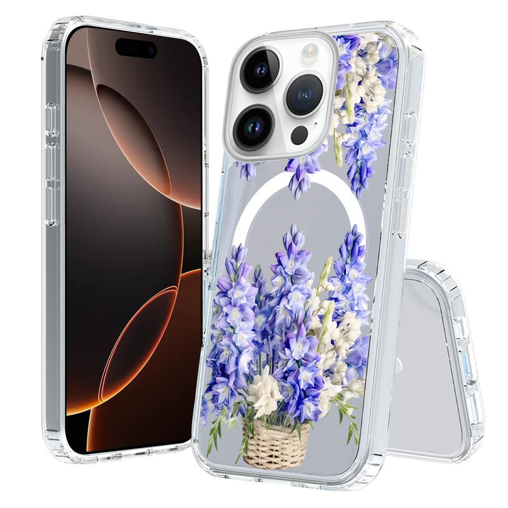 For iPhone 16 Pro Pattern Printing TPU + PC Magnetic Shockproof Phone Case(Flower Basket 037) - Shopkiz.com