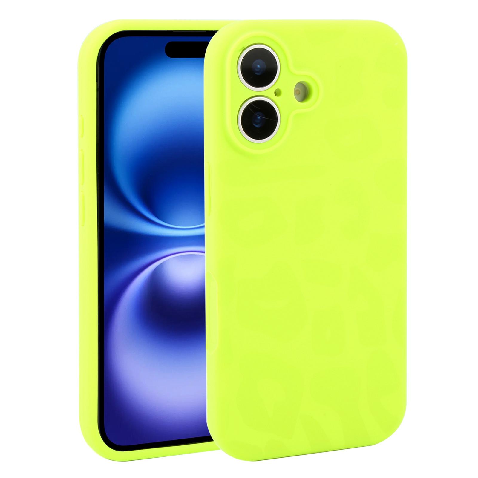 For iPhone 16 Precision Hole Leopard Print Liquid Silicone Phone Case(Bright Green) - Shopkiz.com