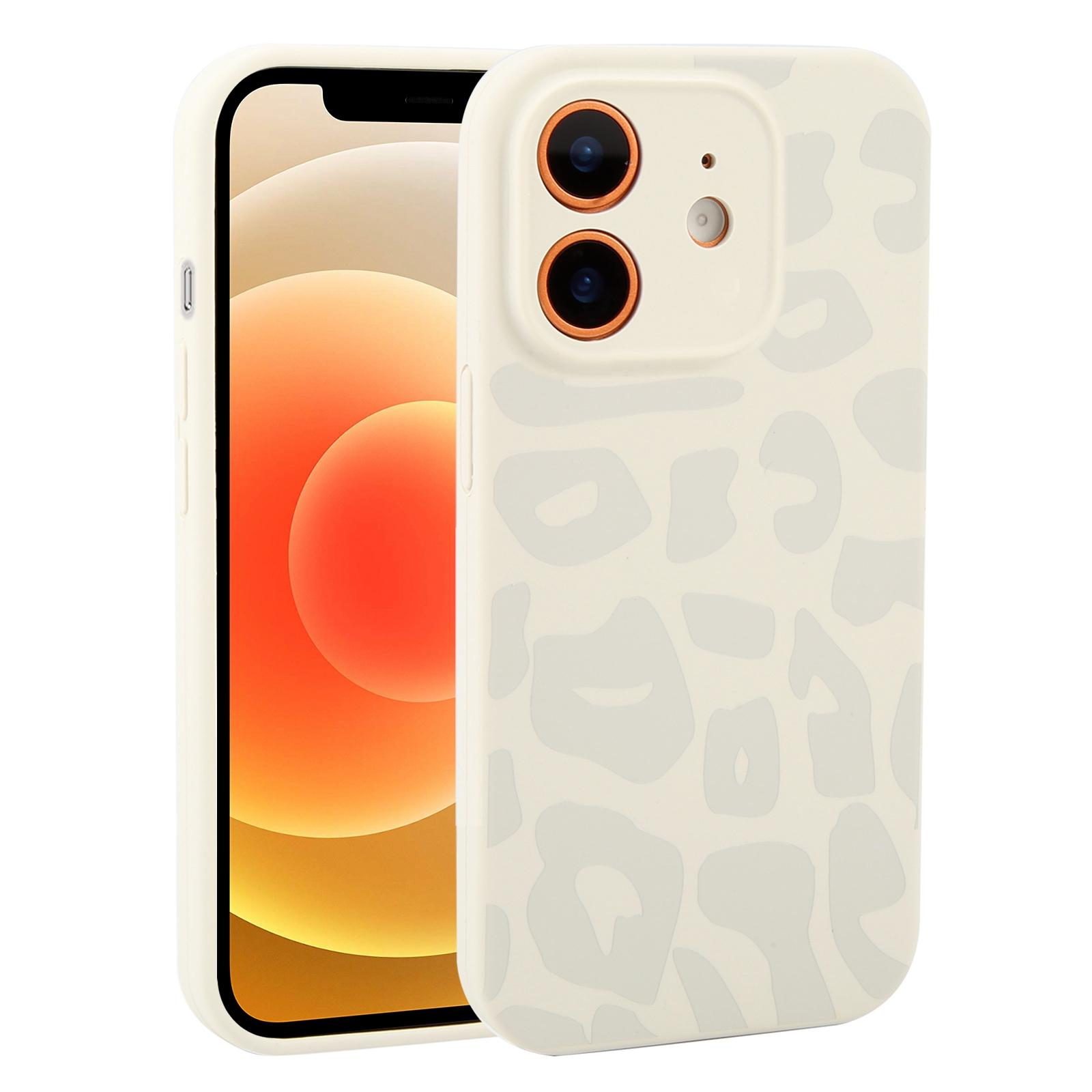 For iPhone 12 Precision Hole Leopard Print Liquid Silicone Phone Case(Grey) - Shopkiz.com