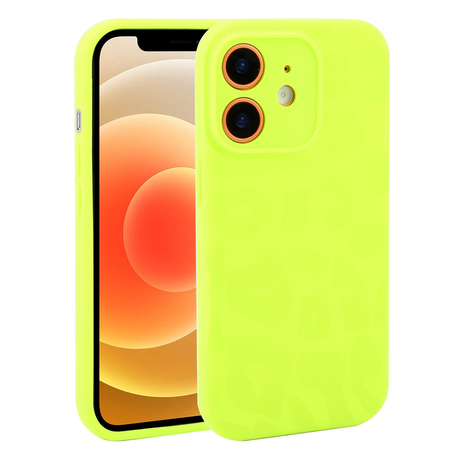 For iPhone 12 Precision Hole Leopard Print Liquid Silicone Phone Case(Bright Green) - Shopkiz.com