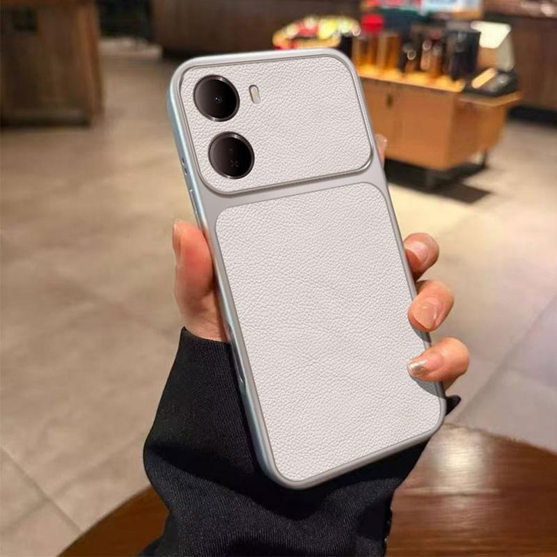 For Redmi 15a 5G Large Window Leather Textured Coated TPU Phone Case(White) - Shopkiz.com
