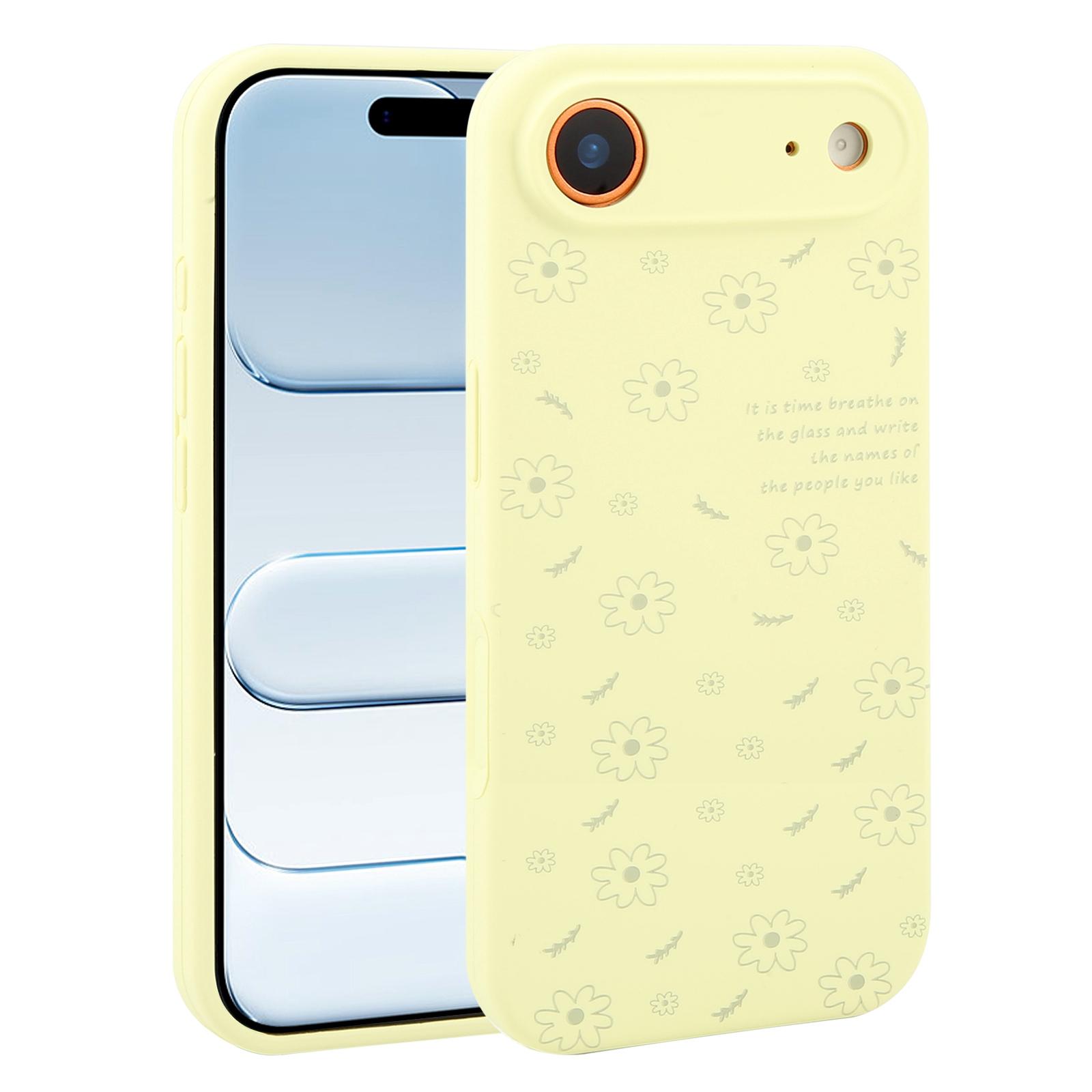 For iPhone Air Precision Hole Daisy Floral Printed Liquid Silicone Phone Case(Milk Yellow) - Shopkiz.com