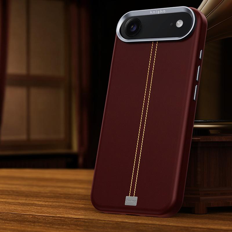 For iPhone Air Jazz Series Retro Vegan Leather Textured Metal Frame Magnetic Phone Case(Red) - Shopkiz.com
