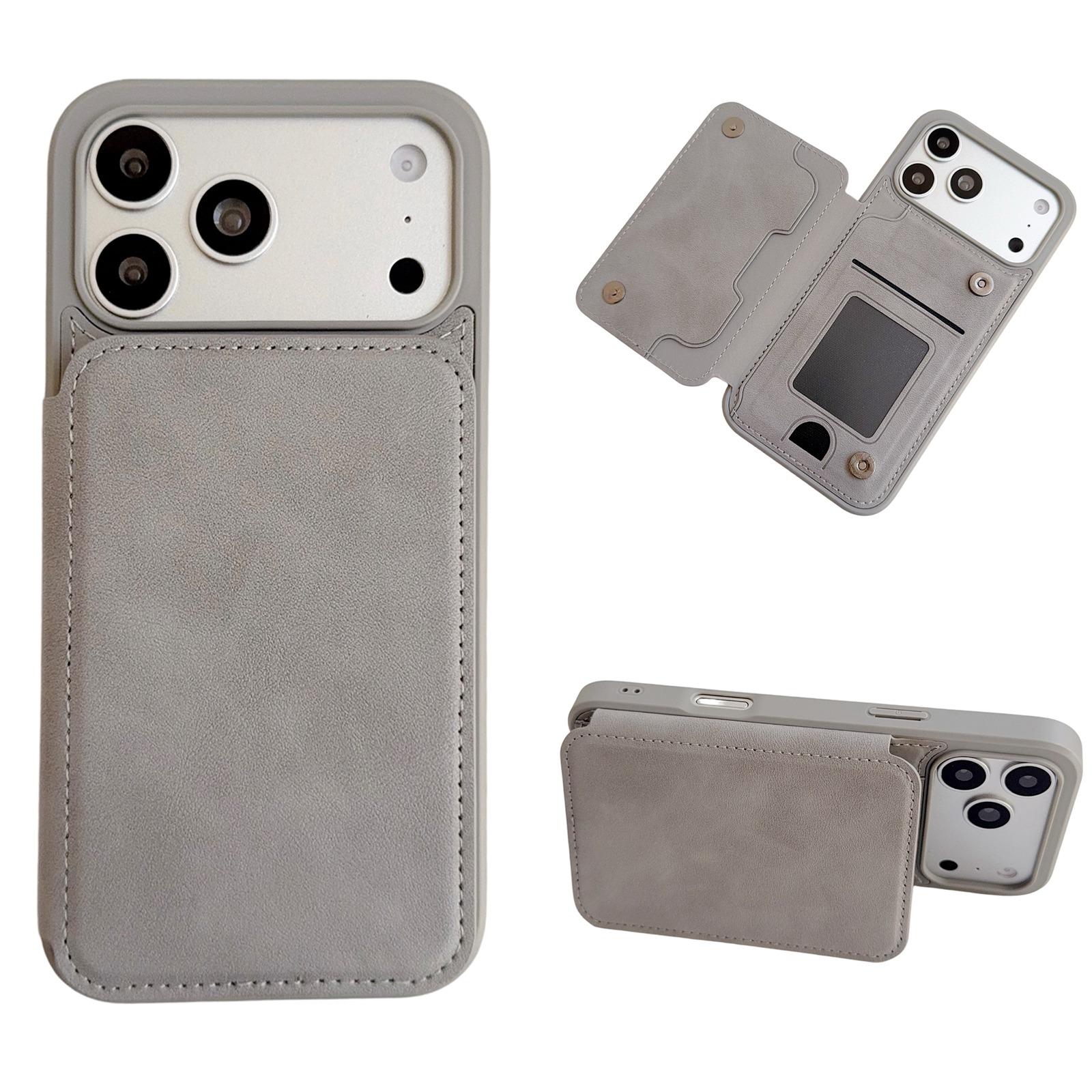 For iPhone 17 Pro Max Magnetic Snap Multifunctional Card Wallet Holder Phone Case(Grey) - Shopkiz.com