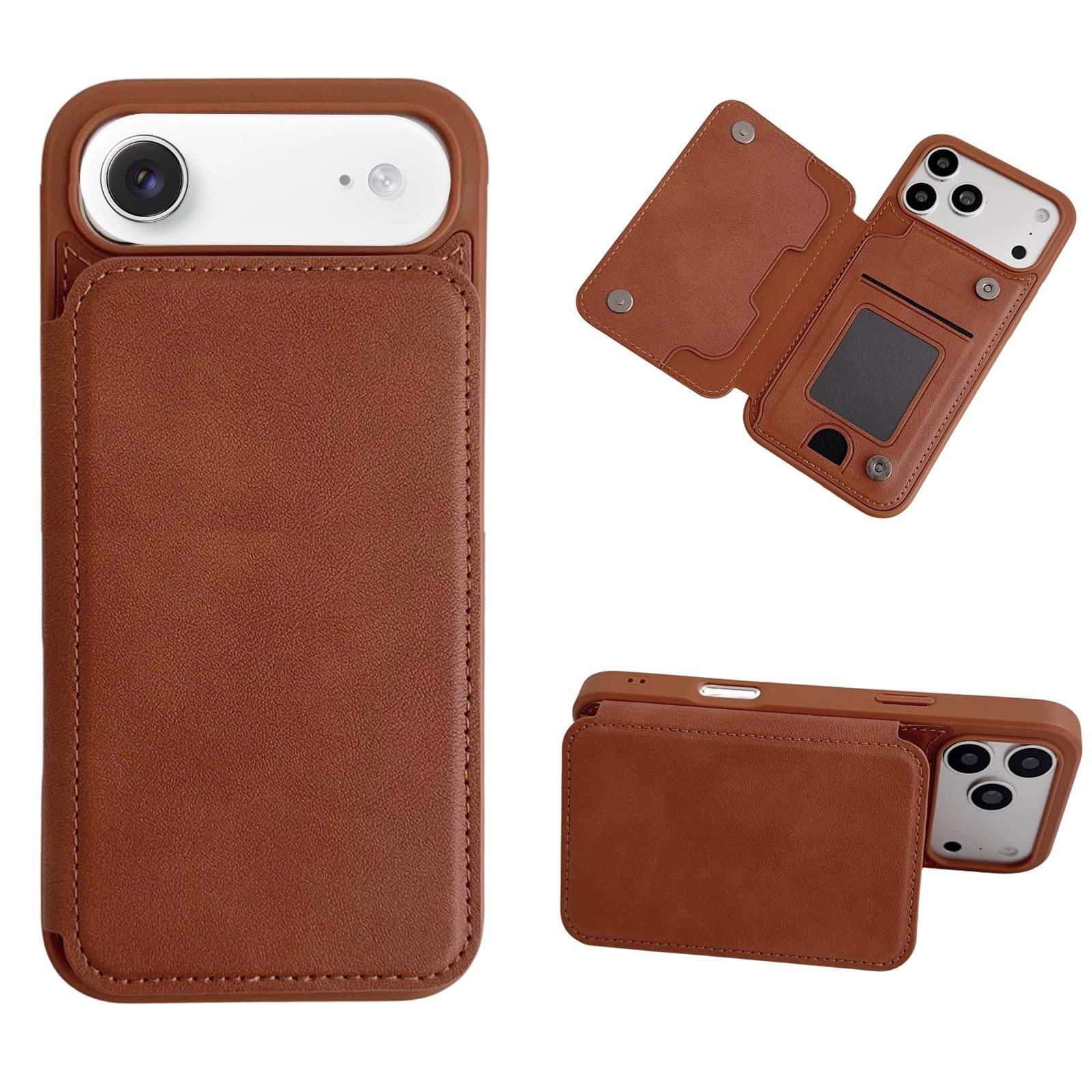 For iPhone Air Magnetic Snap Multifunctional Card Wallet Holder Phone Case(Brown) - Shopkiz.com