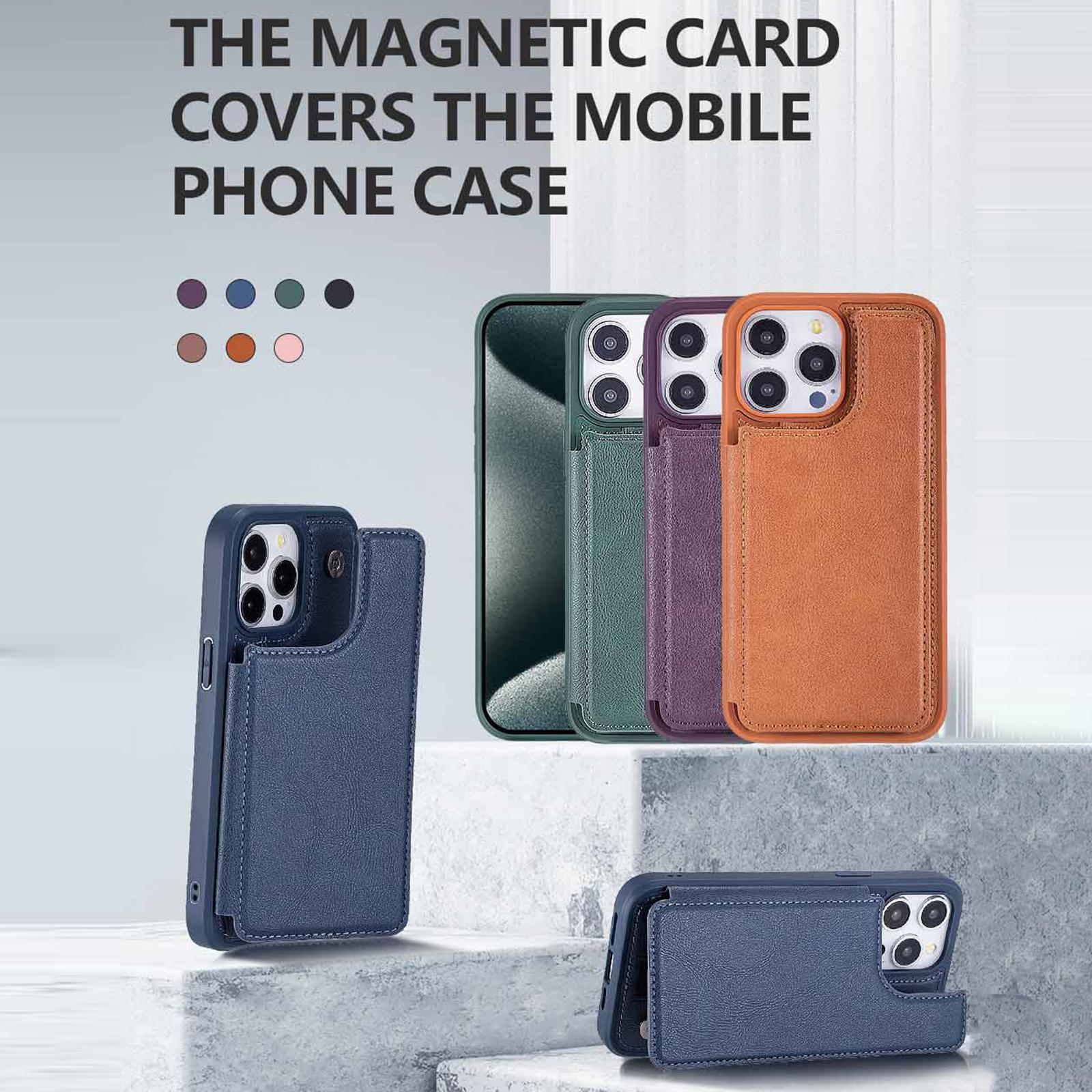 For iPhone 14 Pro Magnetic Snap Multifunctional Card Wallet Holder Phone Case(Brown) - Shopkiz.com
