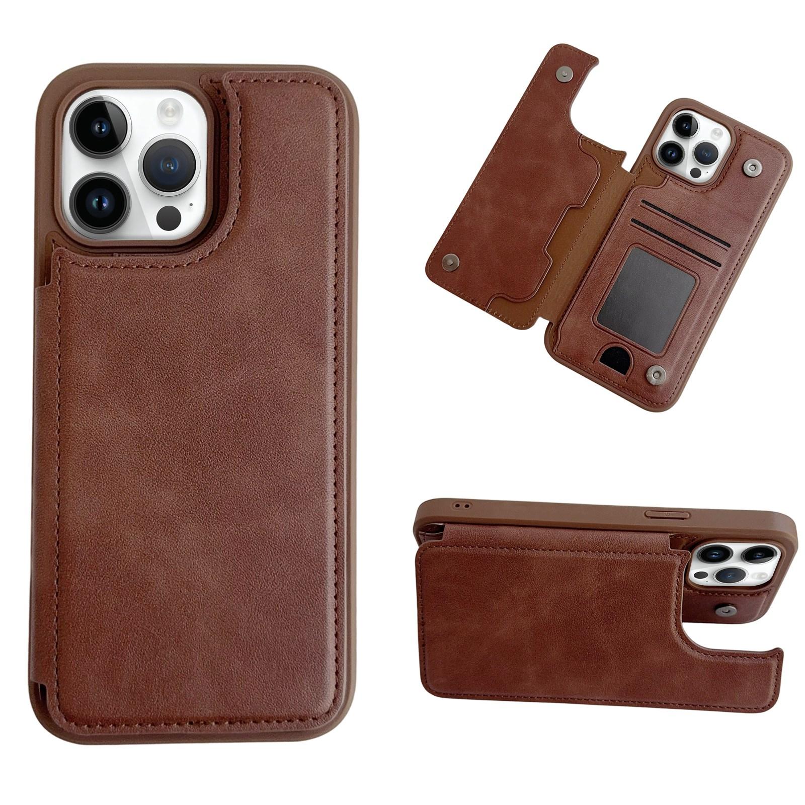 For iPhone 14 Pro Max Magnetic Snap Multifunctional Card Wallet Holder Phone Case(Coffee) - Shopkiz.com