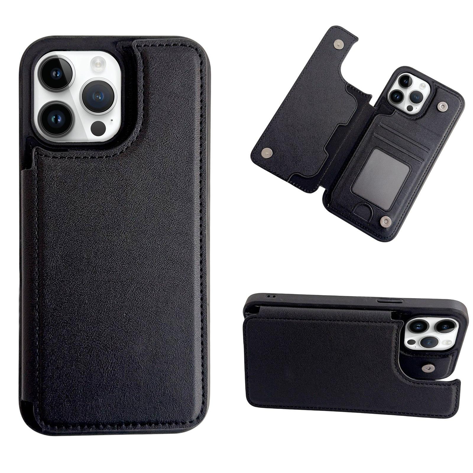 For iPhone 12 / 12 Pro Magnetic Snap Multifunctional Card Wallet Holder Phone Case(Black) - Shopkiz.com