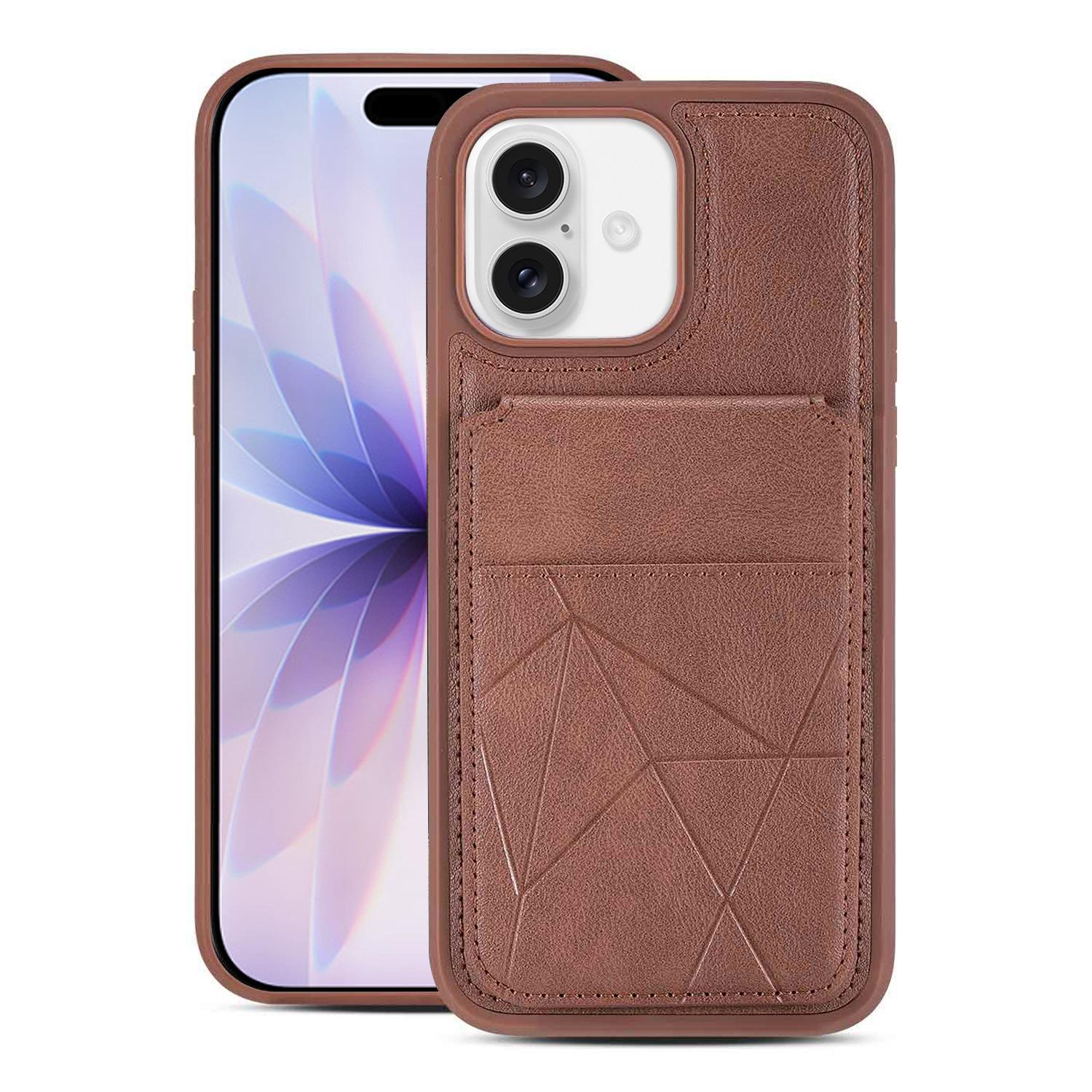 For iPhone 17 Multifunctional Vertical Flip Card Wallet Holder Vegan Leather Back Phone Case(Coffee) - Shopkiz.com