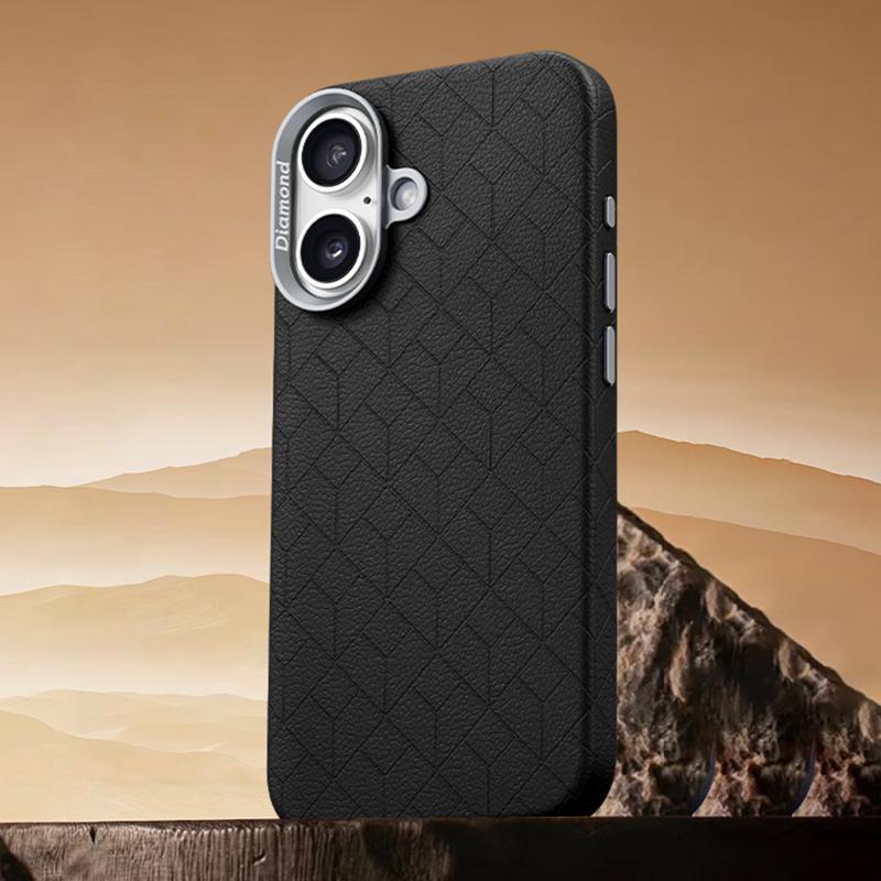 For iPhone 17 Rubik Cube Series Embossed Grid Pattern Magnetic Phone Case(Black) - Shopkiz.com