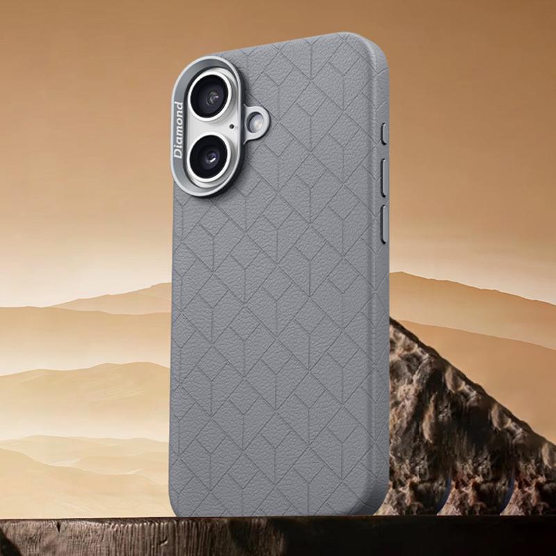 For iPhone 17 Rubik Cube Series Embossed Grid Pattern Magnetic Phone Case(Dark Grey) - Shopkiz.com