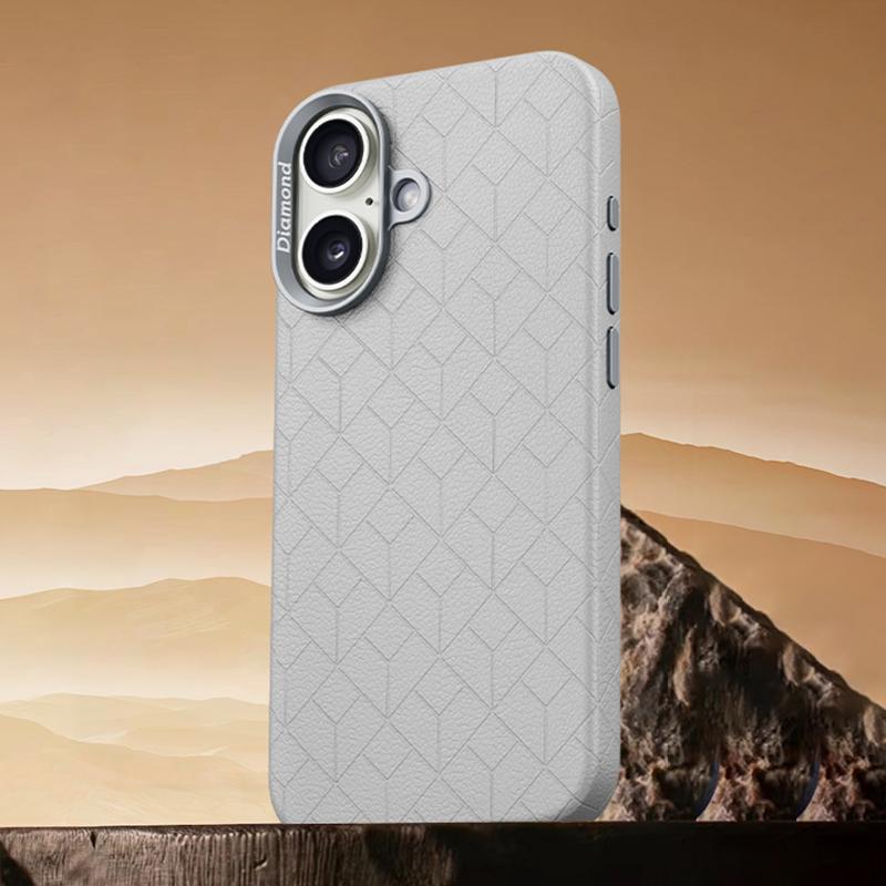 For iPhone 17 Rubik Cube Series Embossed Grid Pattern Magnetic Phone Case(Titanium Gray) - Shopkiz.com