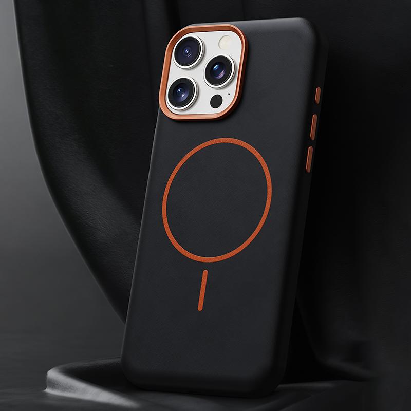 For iPhone 16 Pro Max Elephant Leather Full Coverage Magnetic Microfiber Leather PC Phone Case(Black) - Shopkiz.com