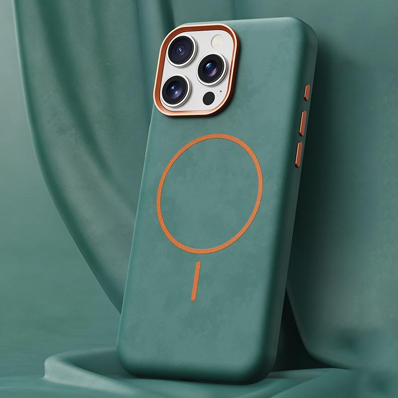 For iPhone 16 Pro Max Elephant Leather Full Coverage Magnetic Microfiber Leather PC Phone Case(Green) - Shopkiz.com